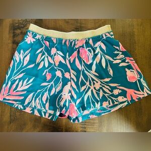 Lilly Pulitzer Pink and Blue Shorts with Tropical Floral Design